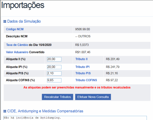 Simulação aduaneira